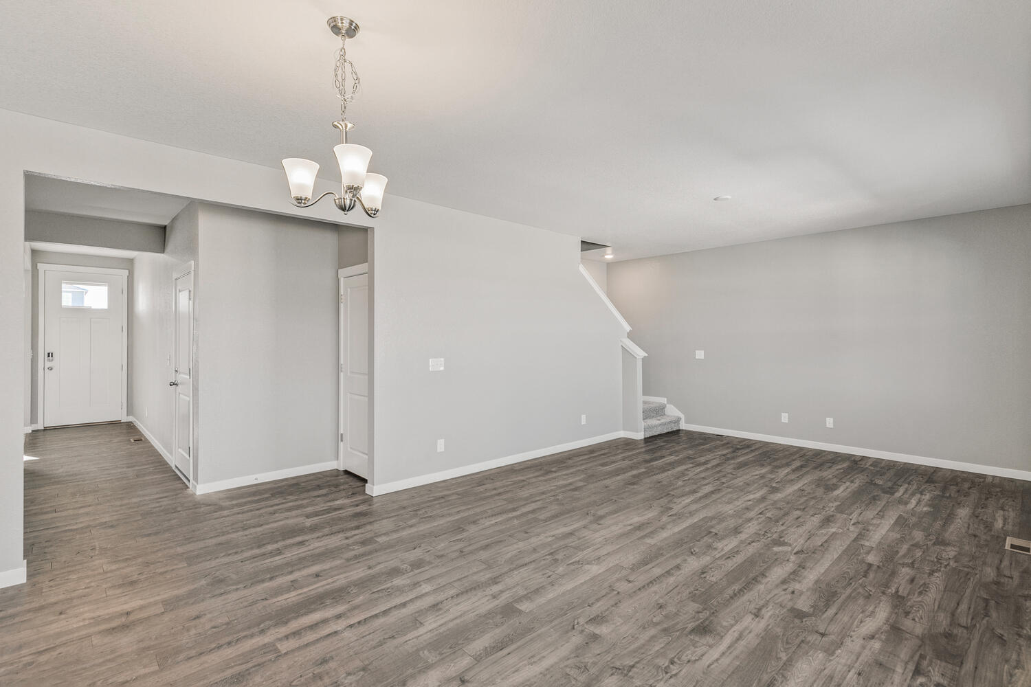 Entry foyer flowing into great room of Pendleton plan