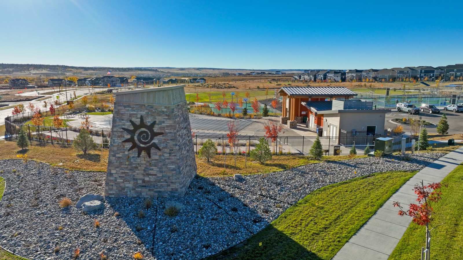 Monument overlooking Trails at Crowfoot by D.R. Horton in Parker, CO