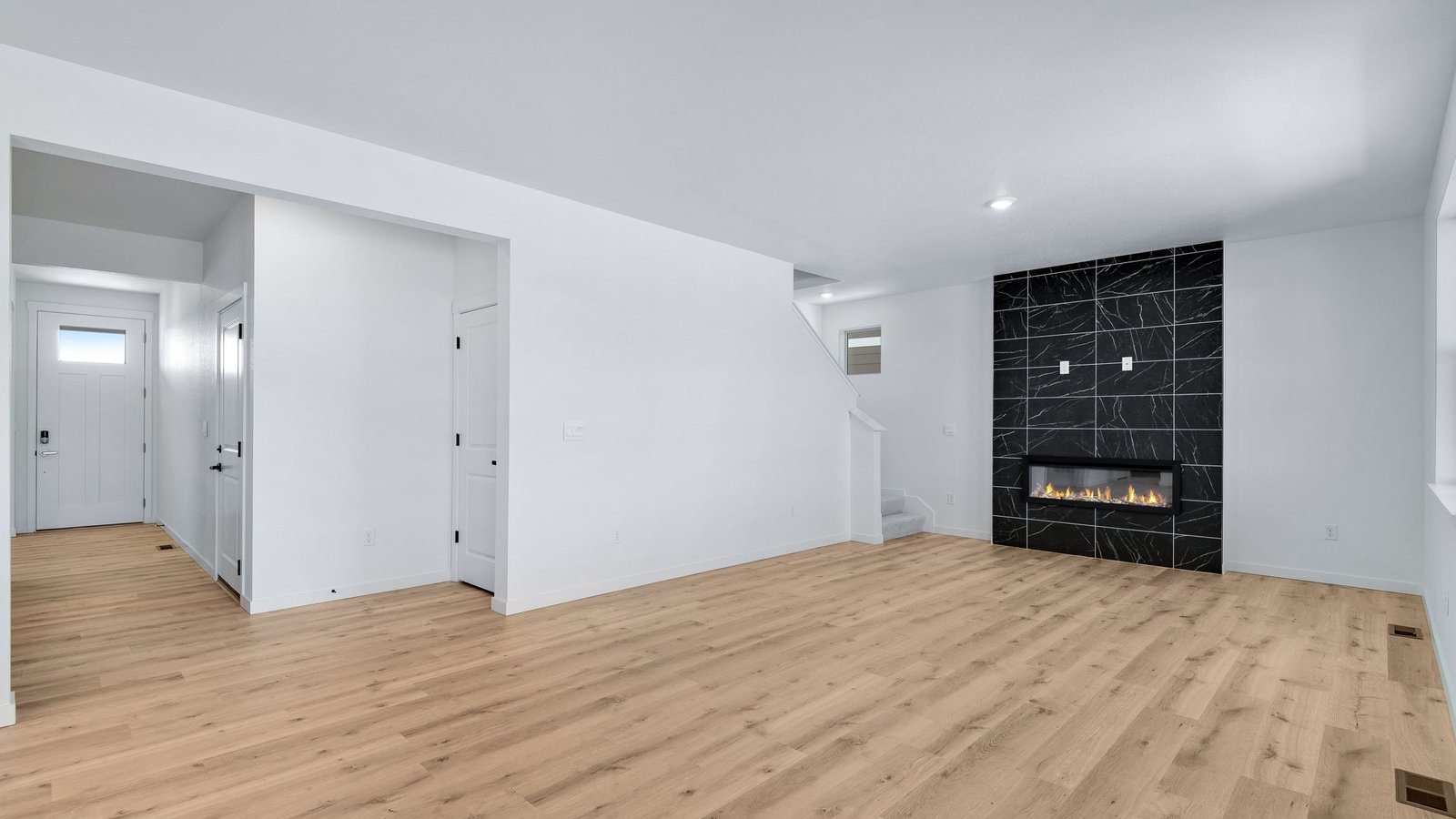 living area with fireplace