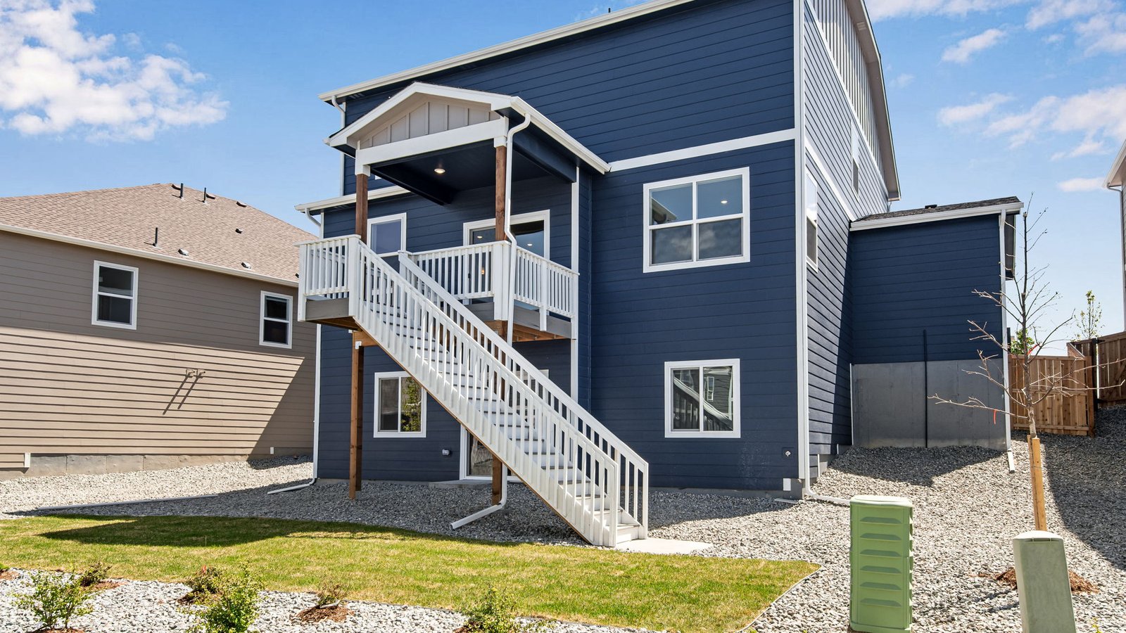 landscaped backyard in new home