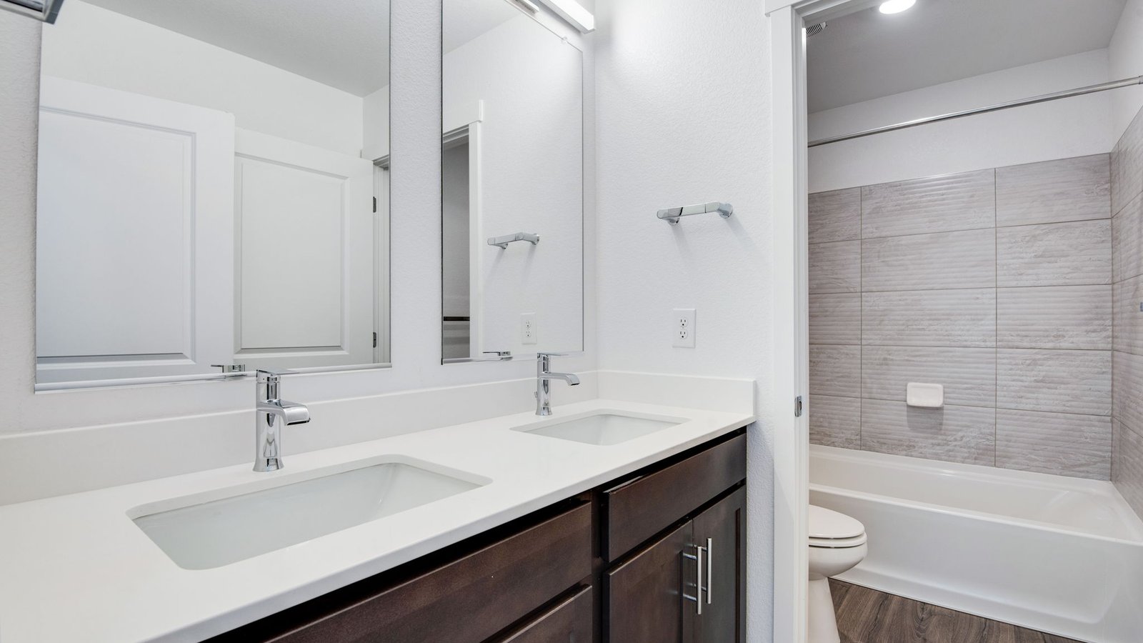 Secondary bathroom in new home community in Parker Colorado