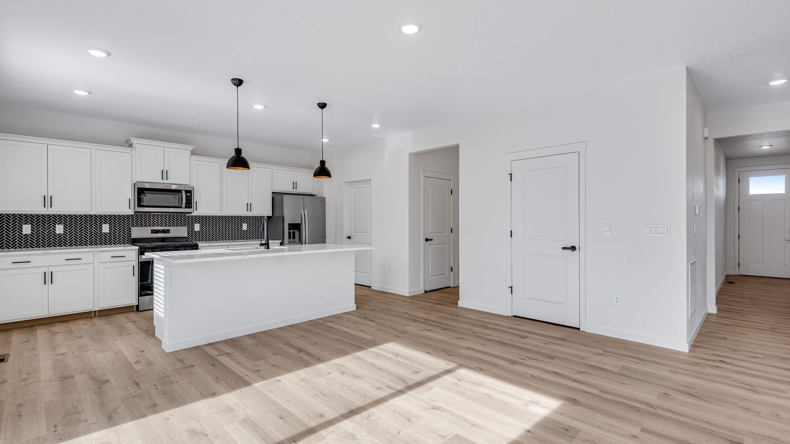 Dining space in Bridgeport home with easy flow between kitchen and living room.