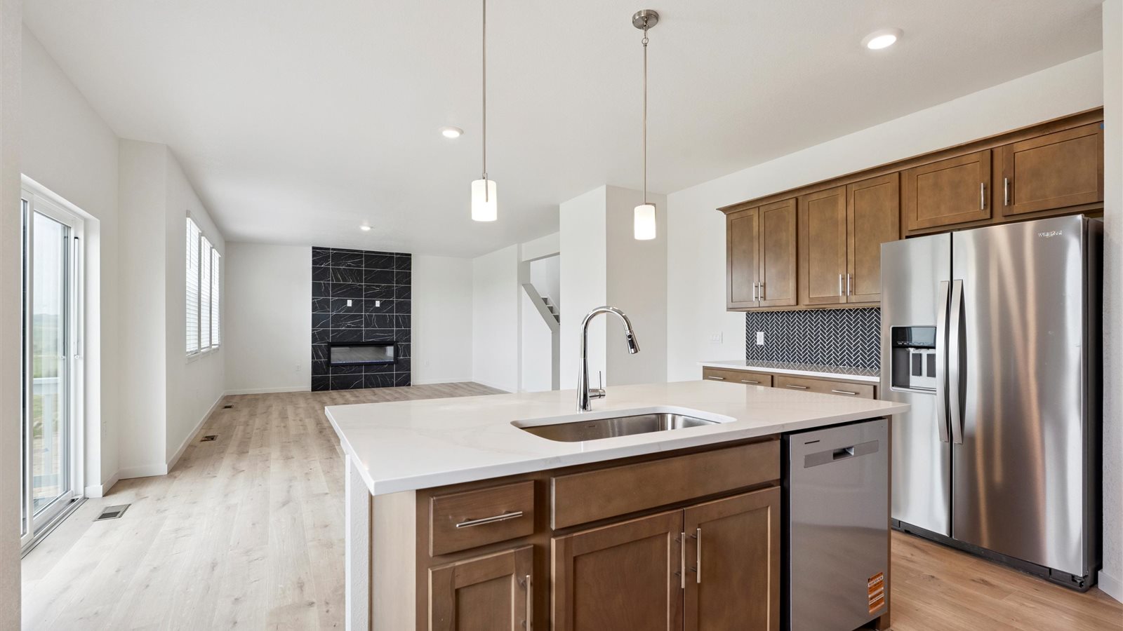 Kitchen island in new home for sale