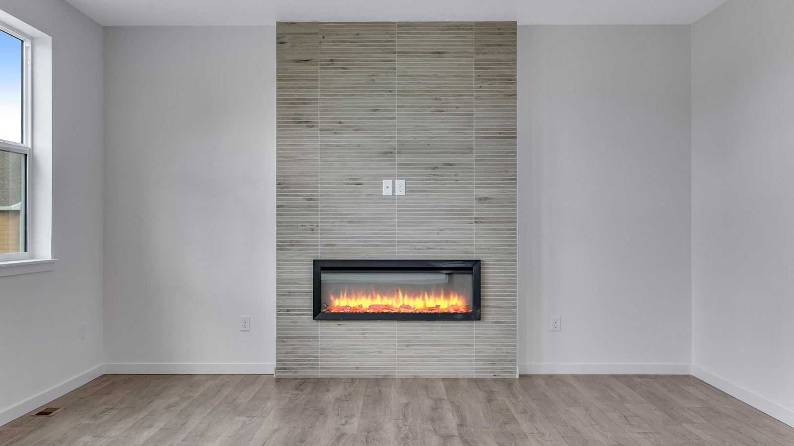 Fireplace in Hennessy floorplan of new D.R. Horton home near Parker, Colorado