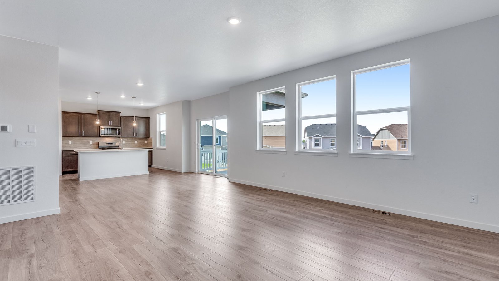 Large windows in main living space of new home in Parker, Colorado