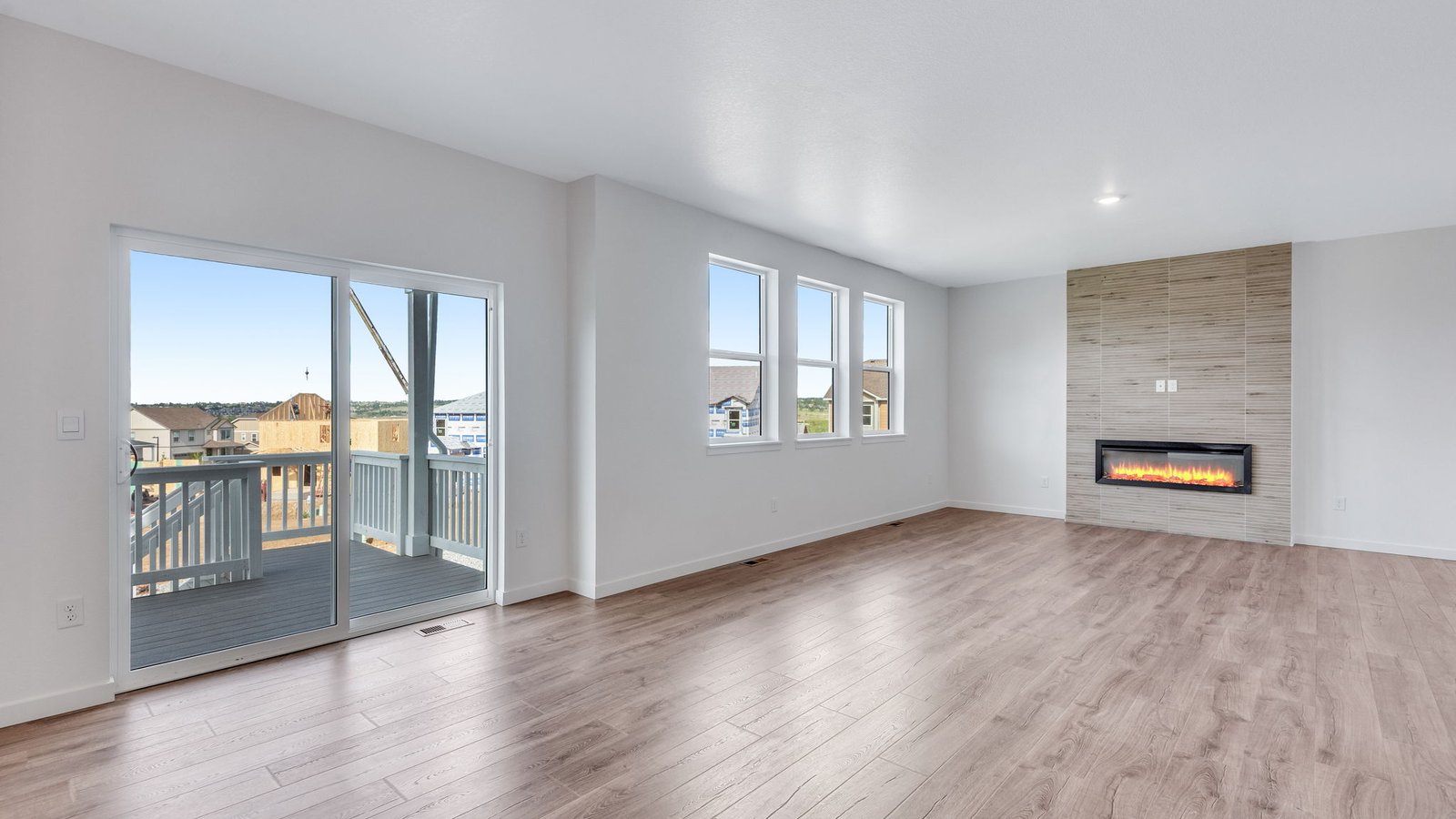 Open concept living space of new home in Parker Colorado
