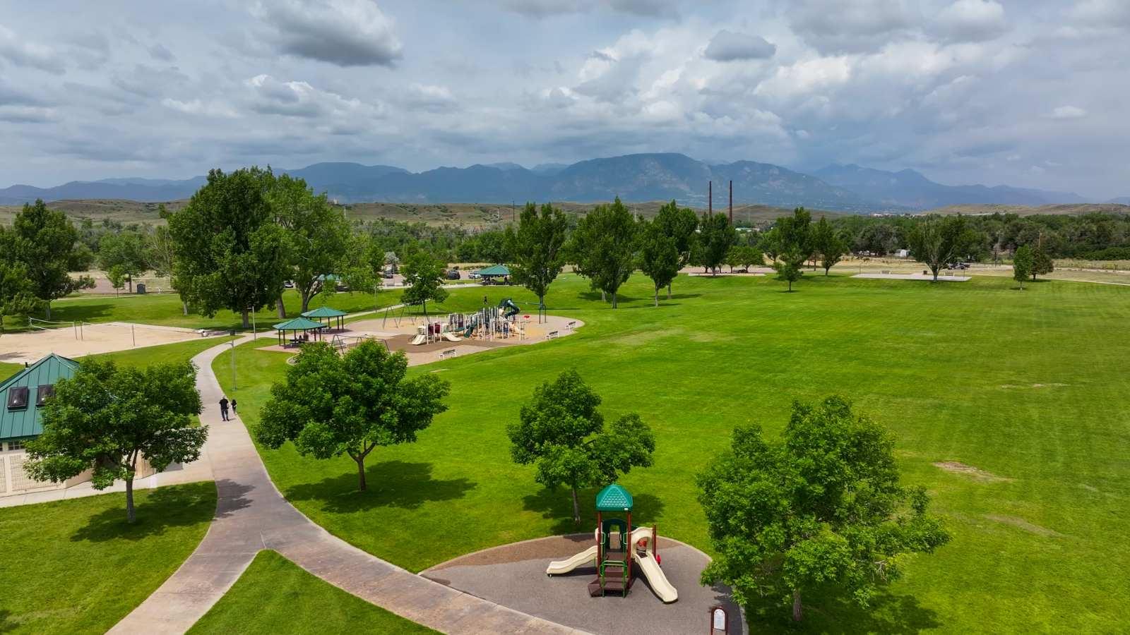 Alternate image of recreational area with walking trails and play equipment at Lorson Ranch