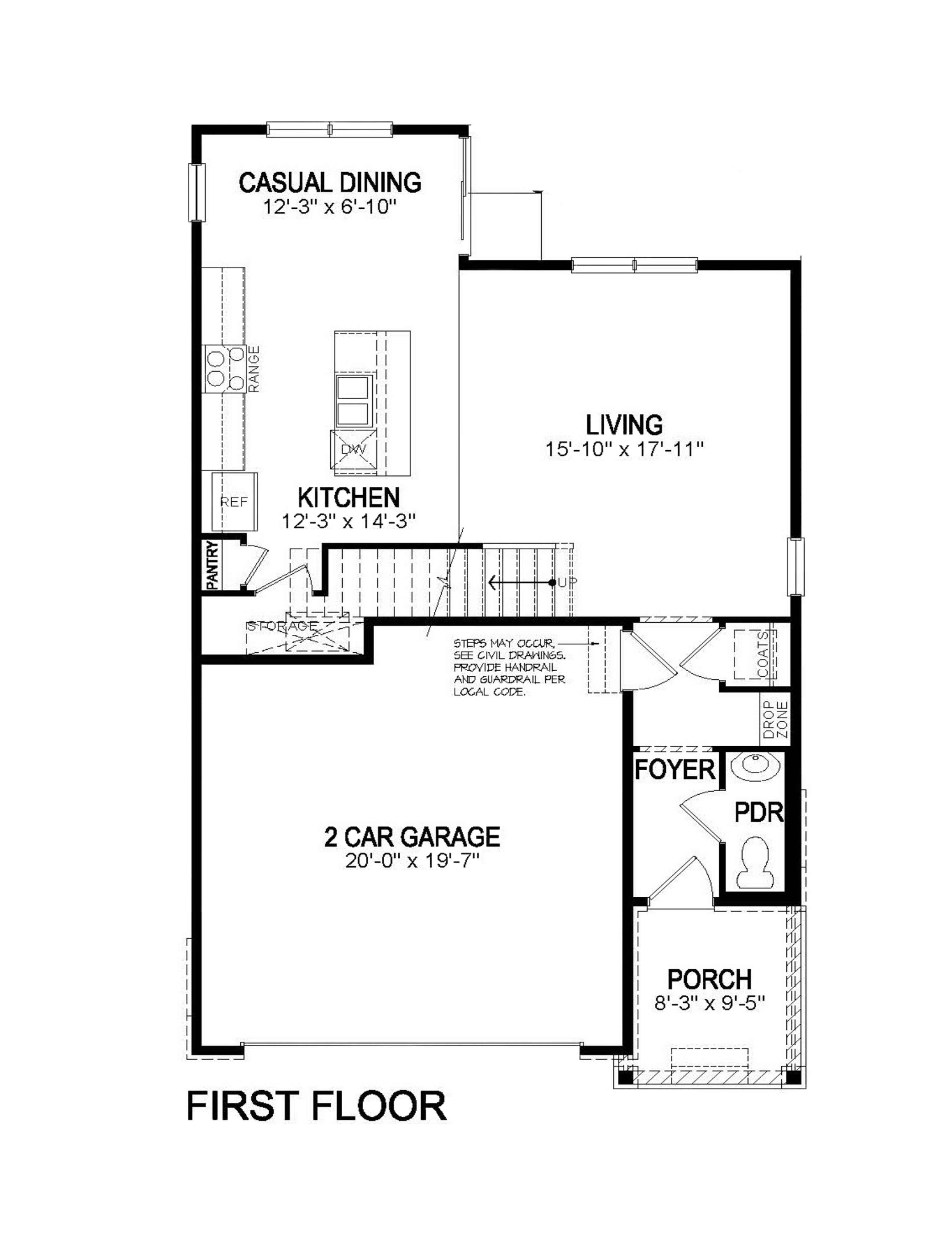 First floor in Pine floor plan at Lorson Ranch by D.R. Horton