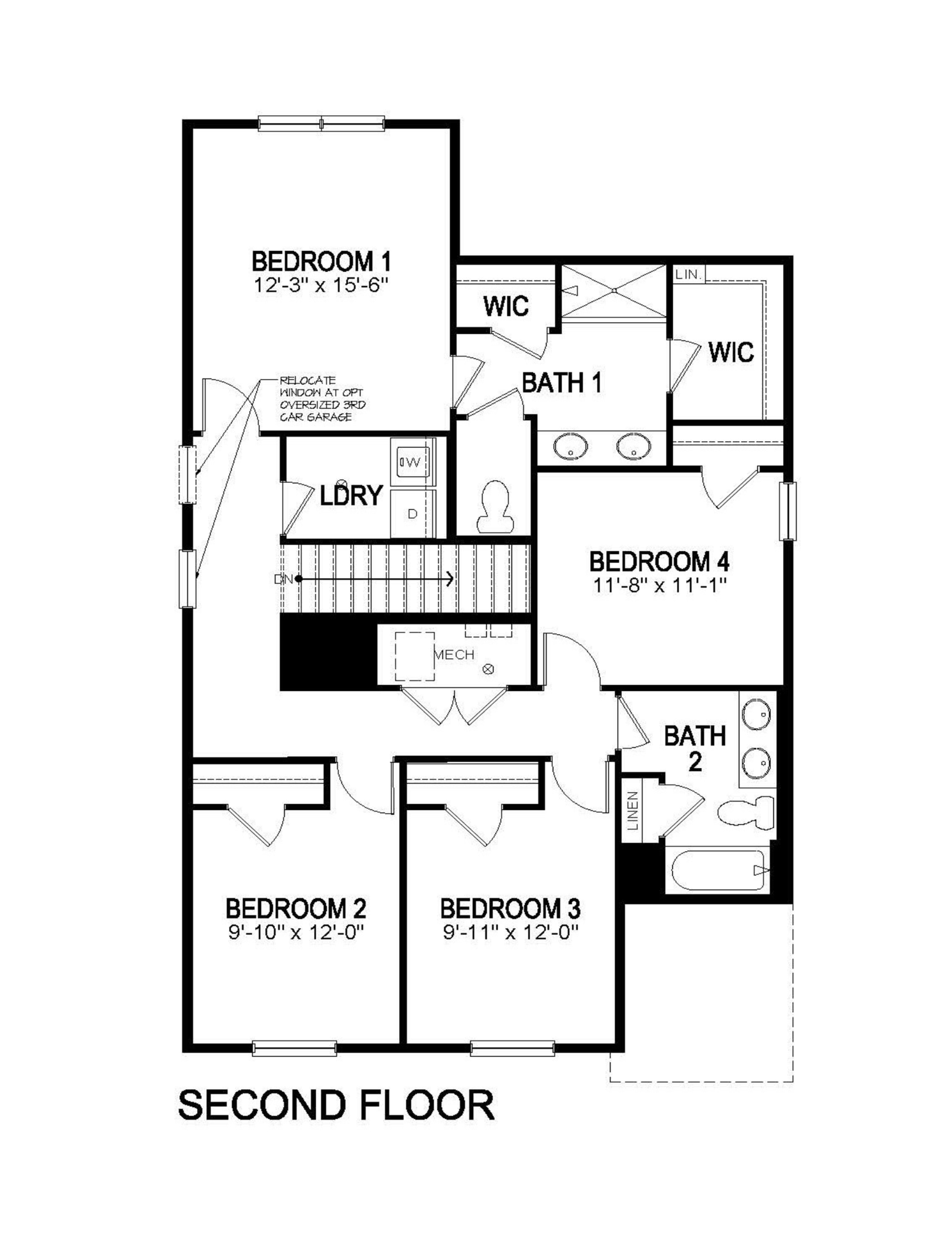 Second floor in Pine floor plan at Lorson Ranch by D.R. Horton