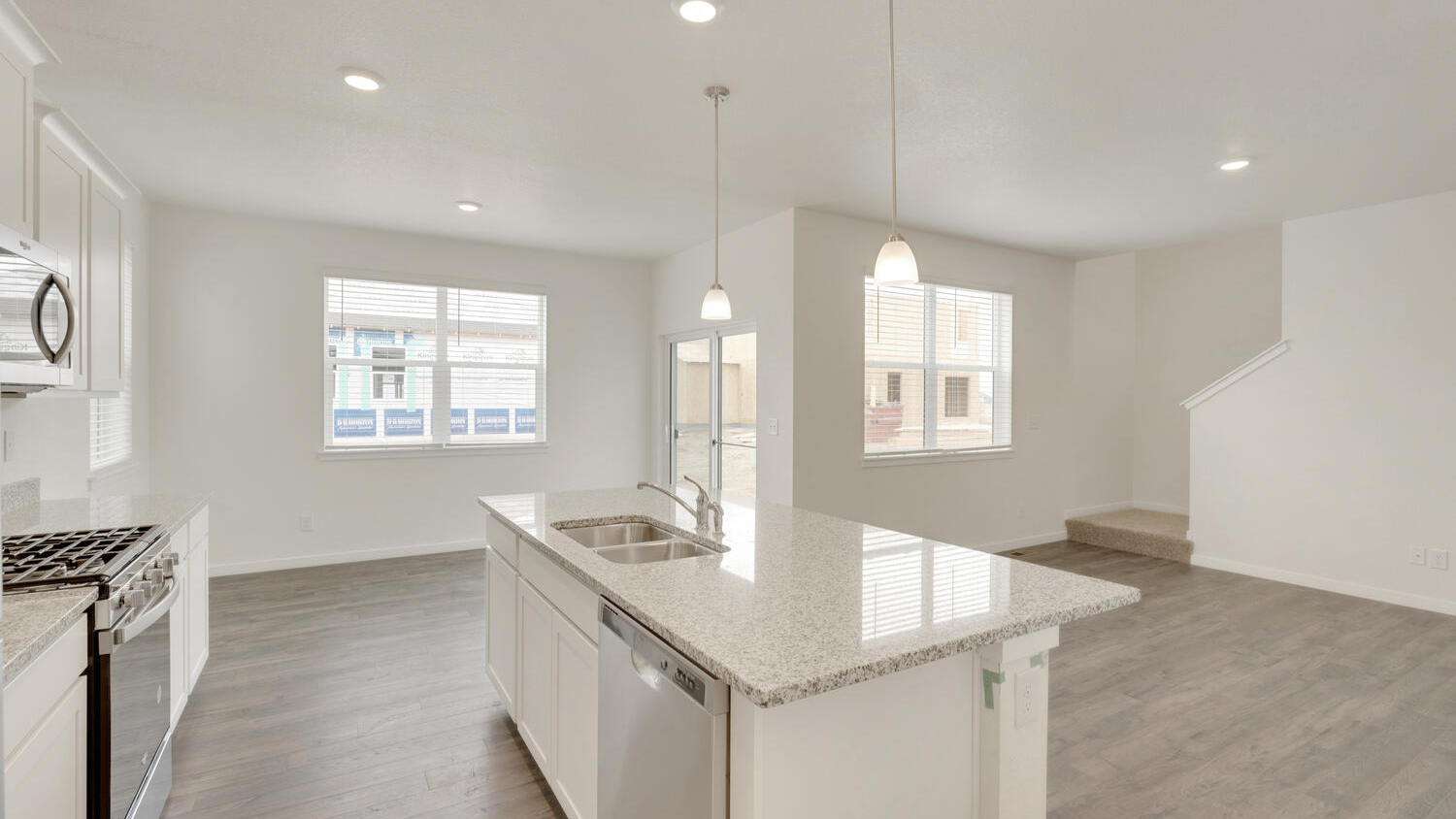 kitchen with island in new home