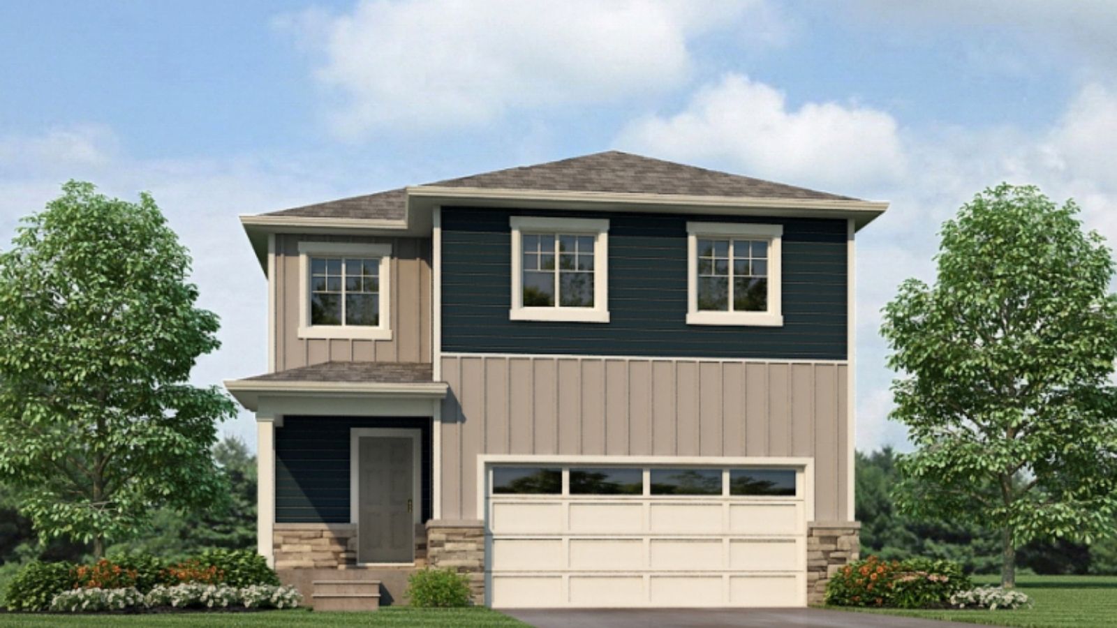Rendering of two story new construction home by D.R. Horton