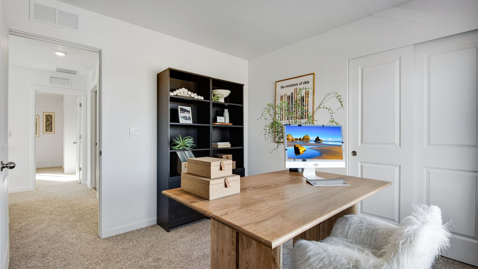 home office with shelving