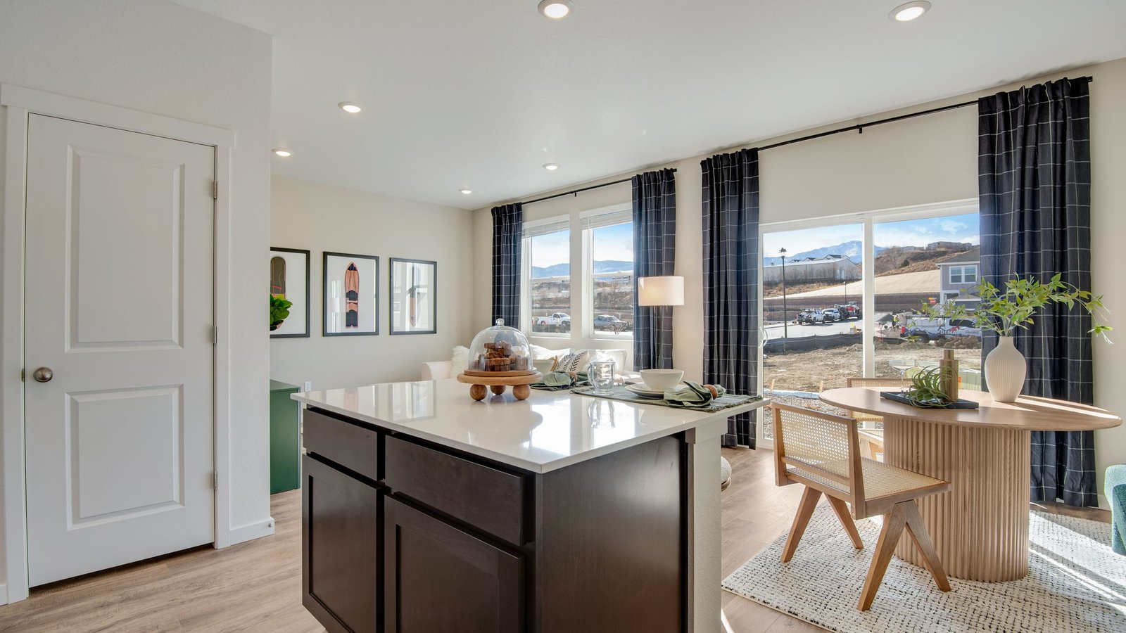 Spacious kitchen island facing large windows in Ellston Park near downtown Colorado Springs