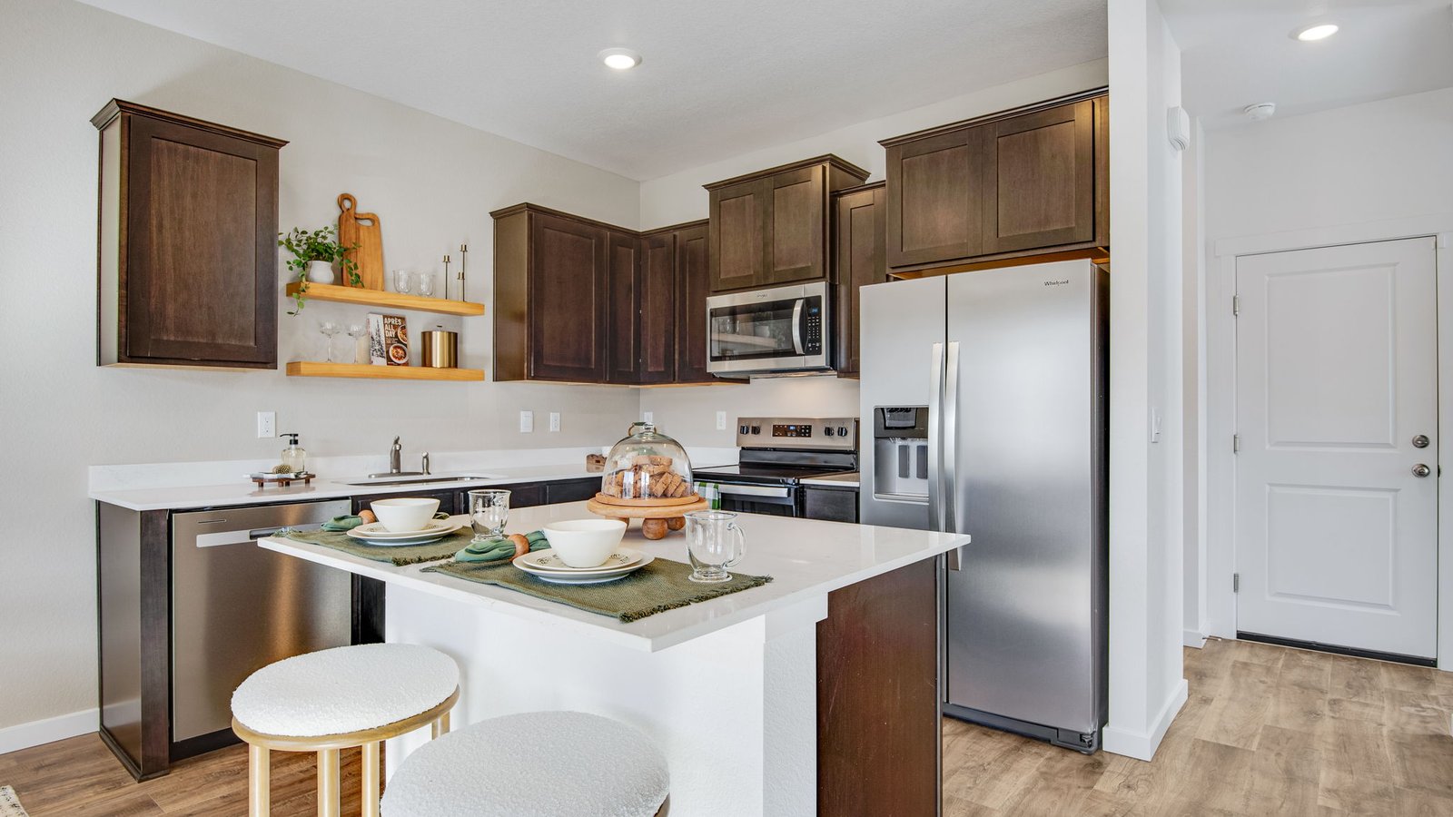 Spacious kitchen with new finishes in Spruce floor plan at new home community Ellston Park in Colorado Springs