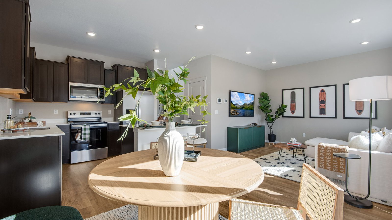 Open concept layout dining room of Spruce floor plan in new home in Colorado Springs