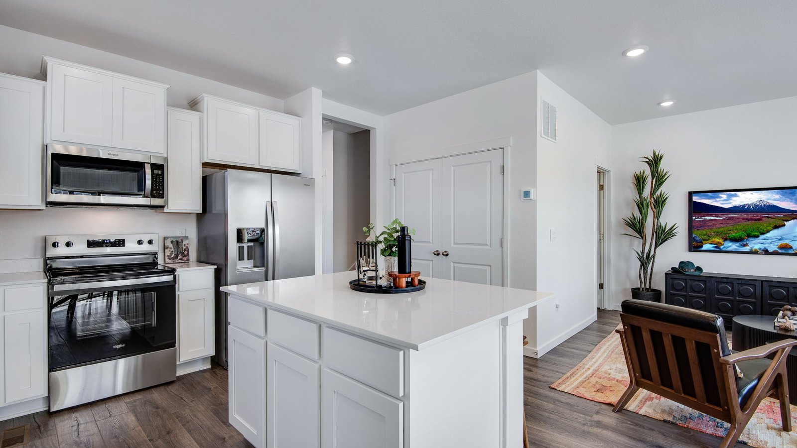 kitchen with island in new home