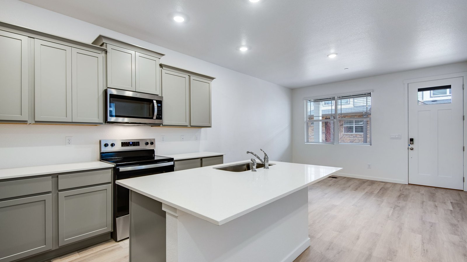 kitchen with island in new home