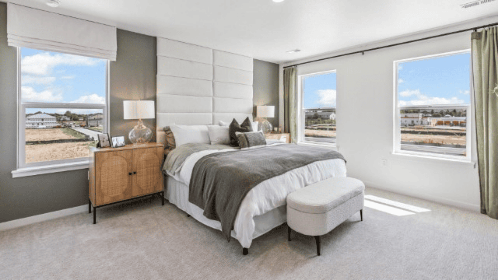 primary bedroom in new home in colorado