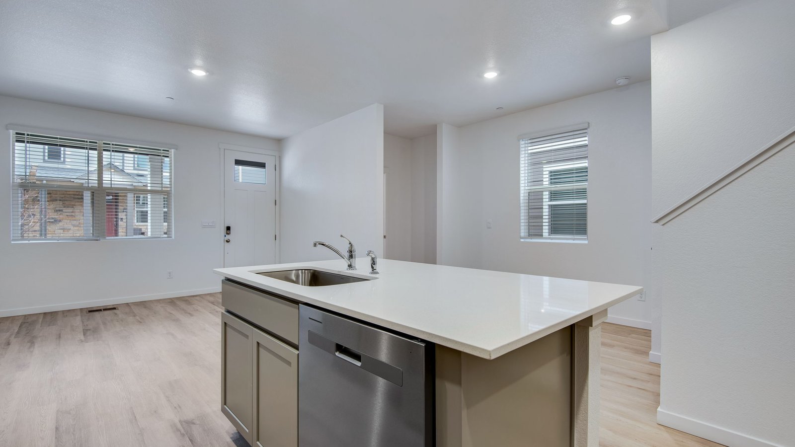 Kitchen island perfect for entertaining in new home community Settler's Crossing
