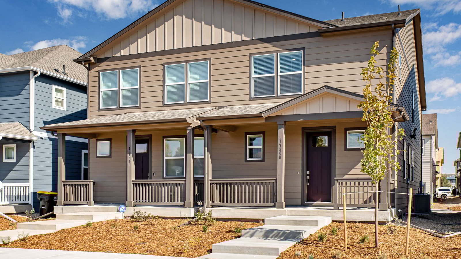 Exterior of new construction home in Settlers Crossing, Commerce City, CO