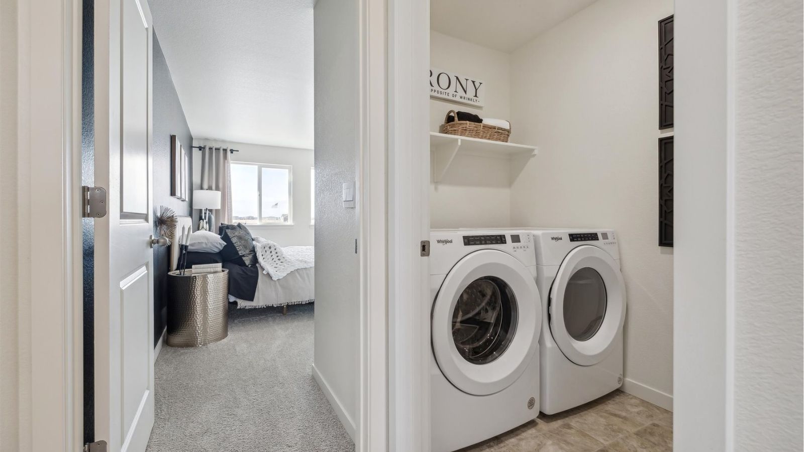 second floor laundry room in new home