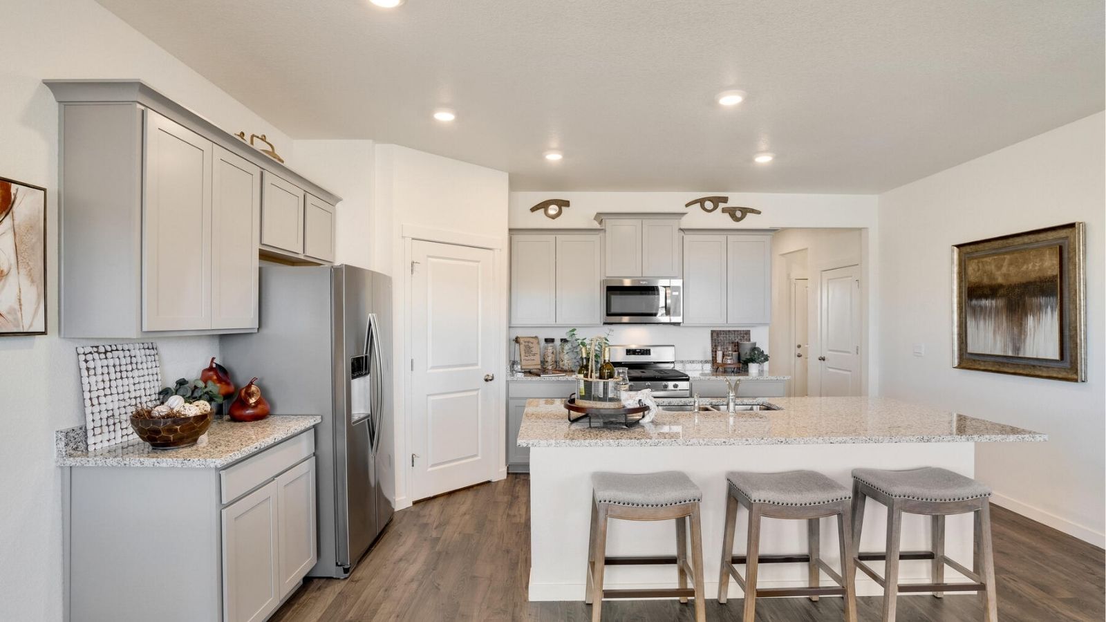 kitchen with island in new home