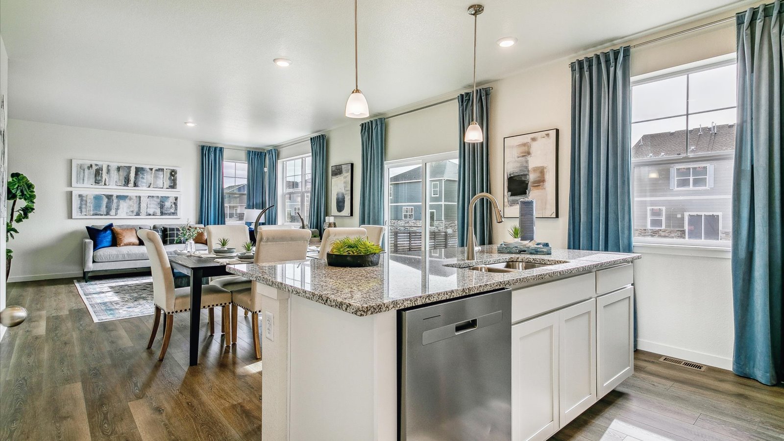 kitchen with island in new home