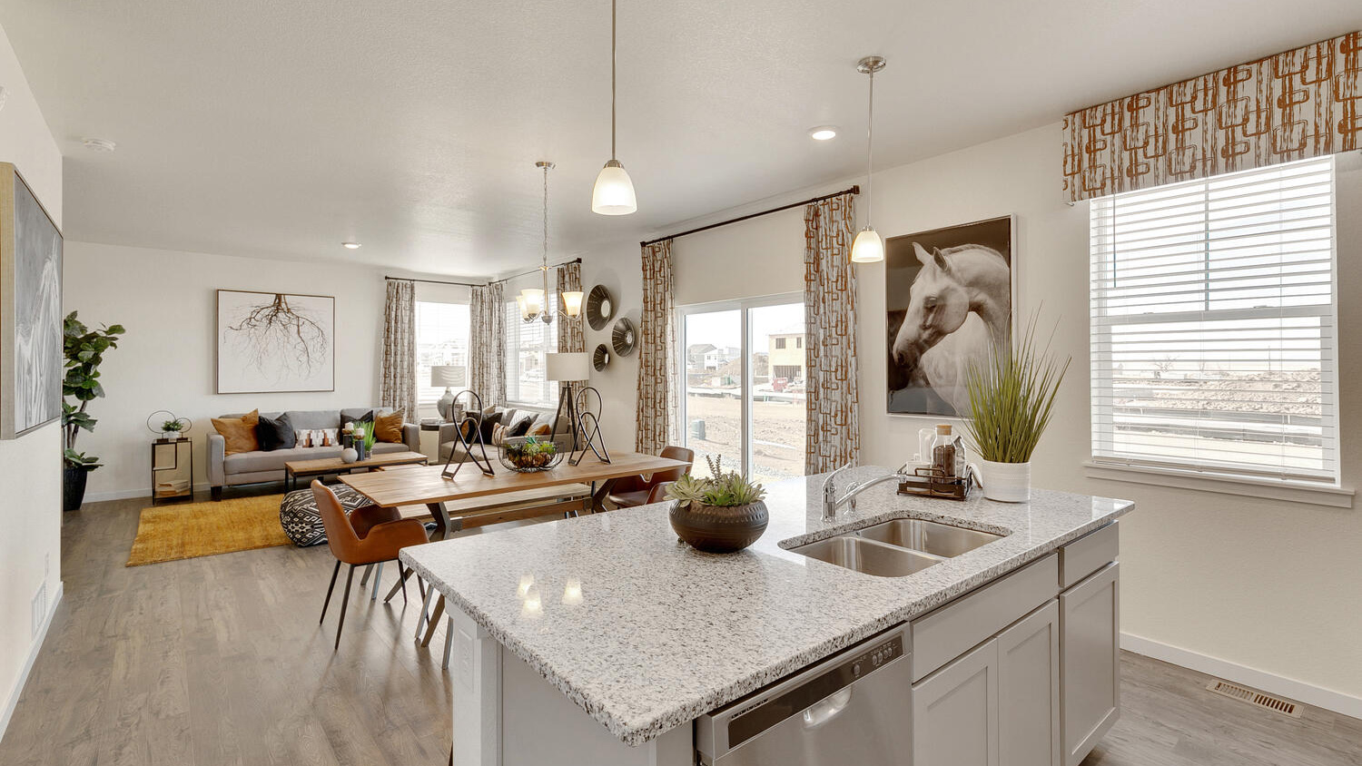 kitchen with island in new home