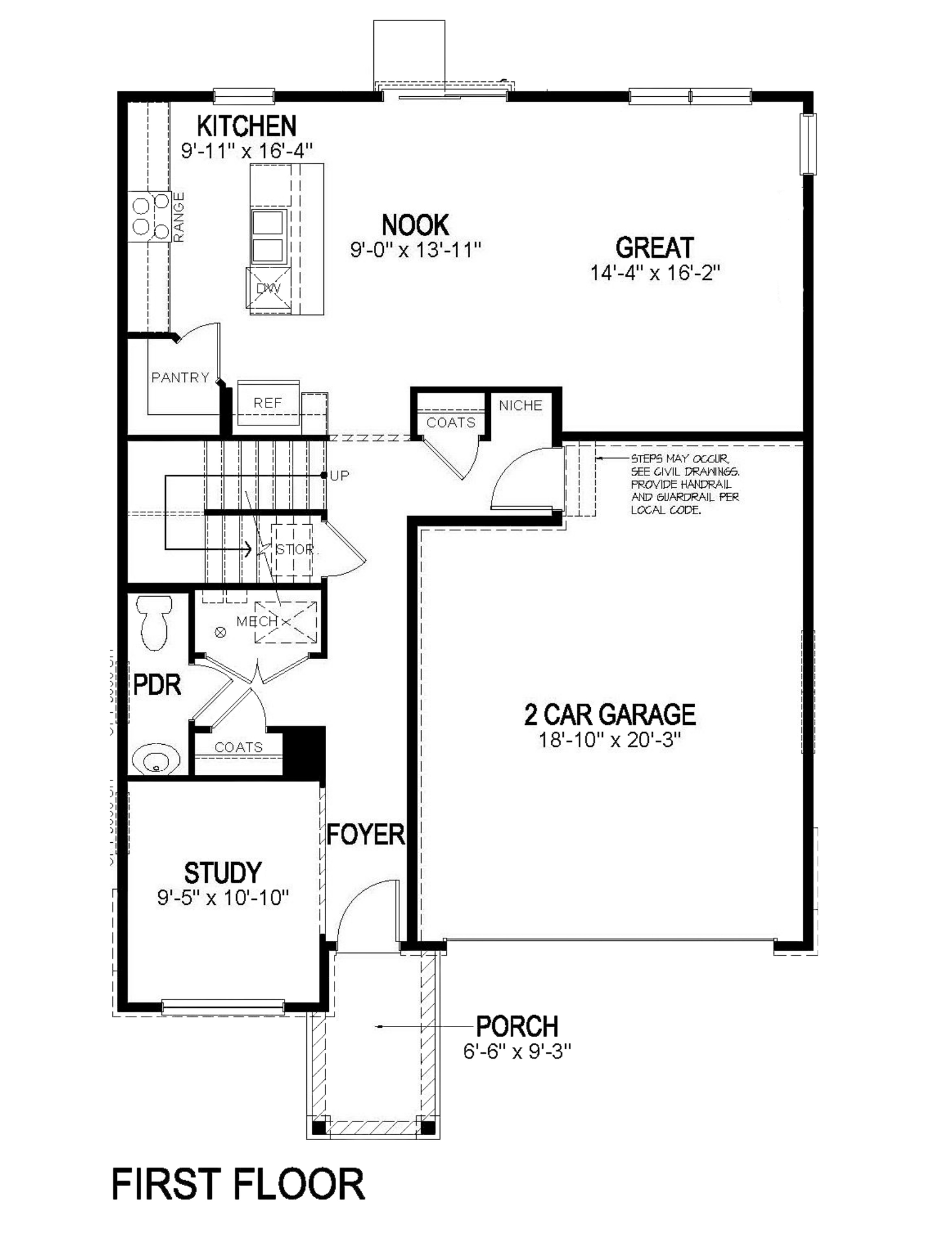 Holcombe floor plan main level at Settlers Crossing in Commerce City by D.R. Horton