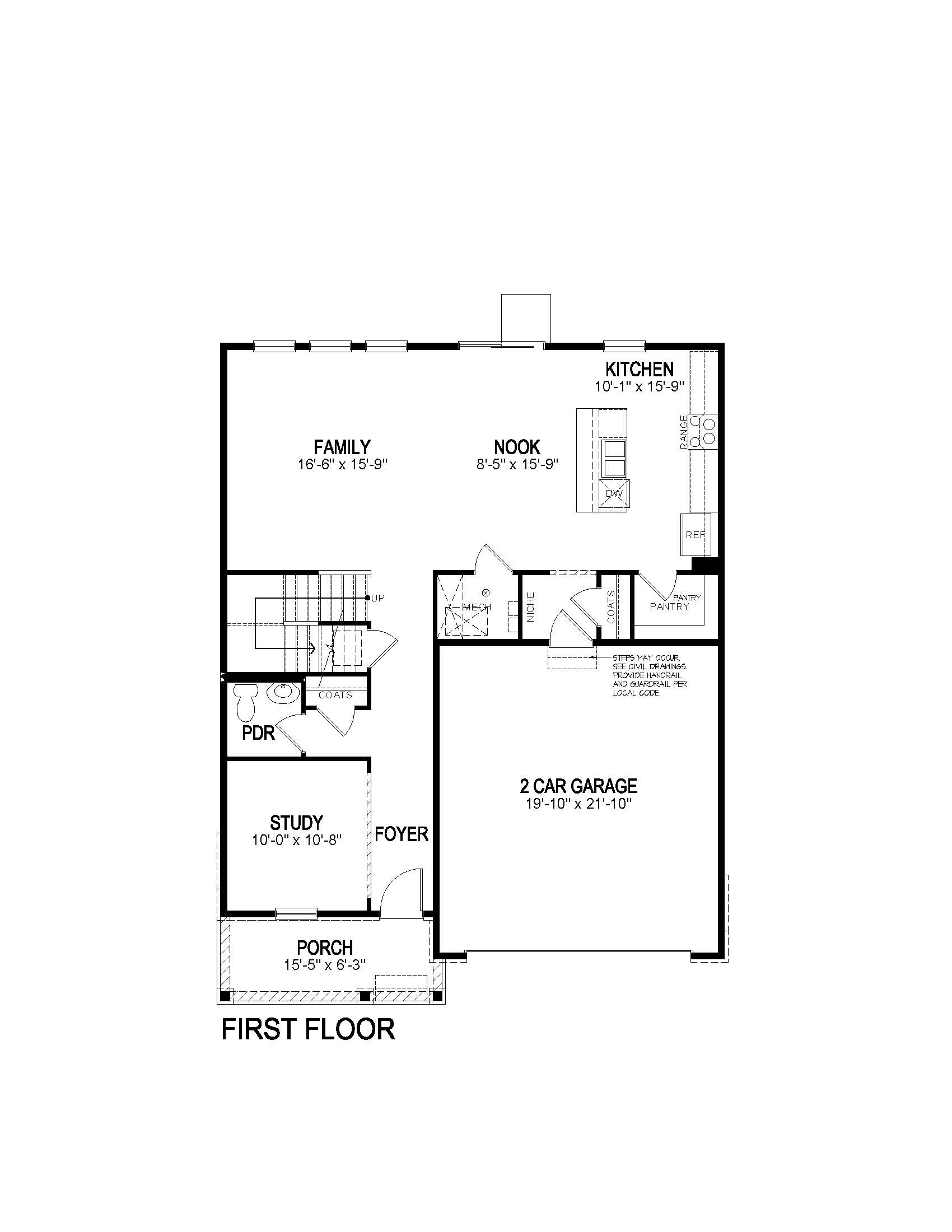 Bridgeport first floor plan at Settlers Crossing in Commerce City by D.R. Horton
