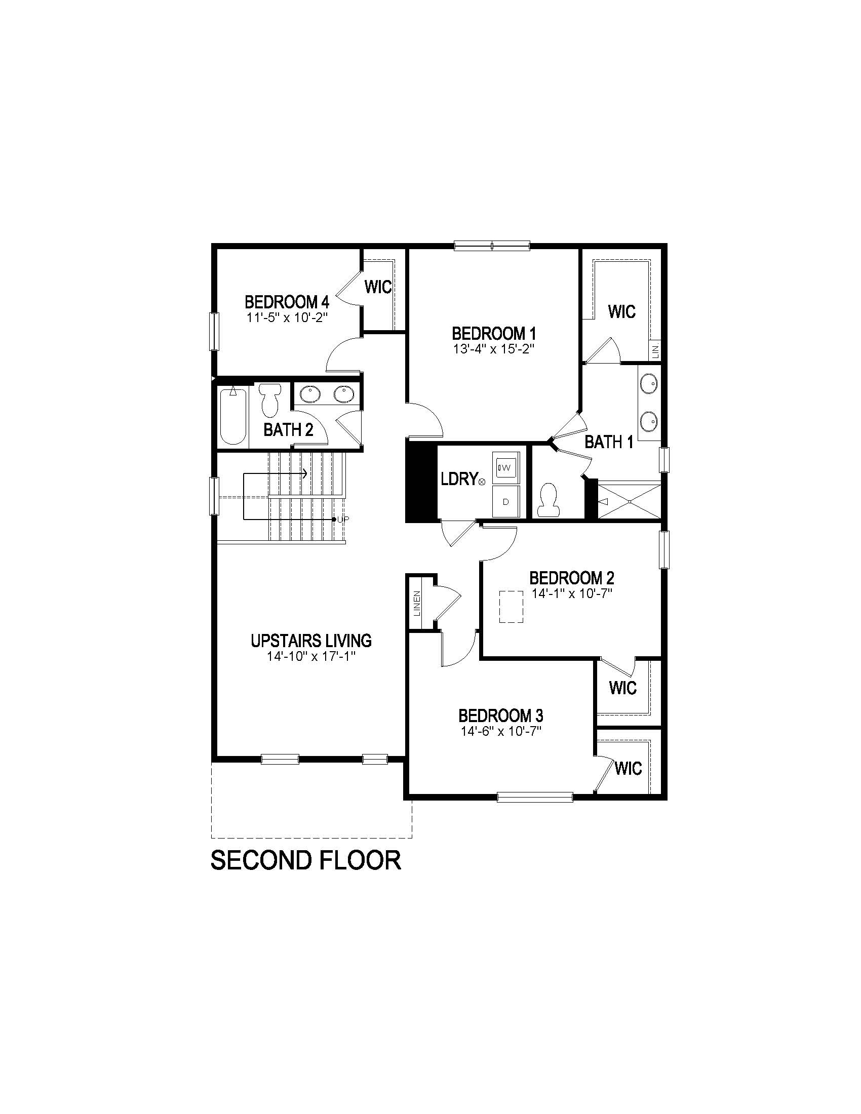 Second floor of Bridgeport plan at Settlers Crossing community in Commerce City, Colorado