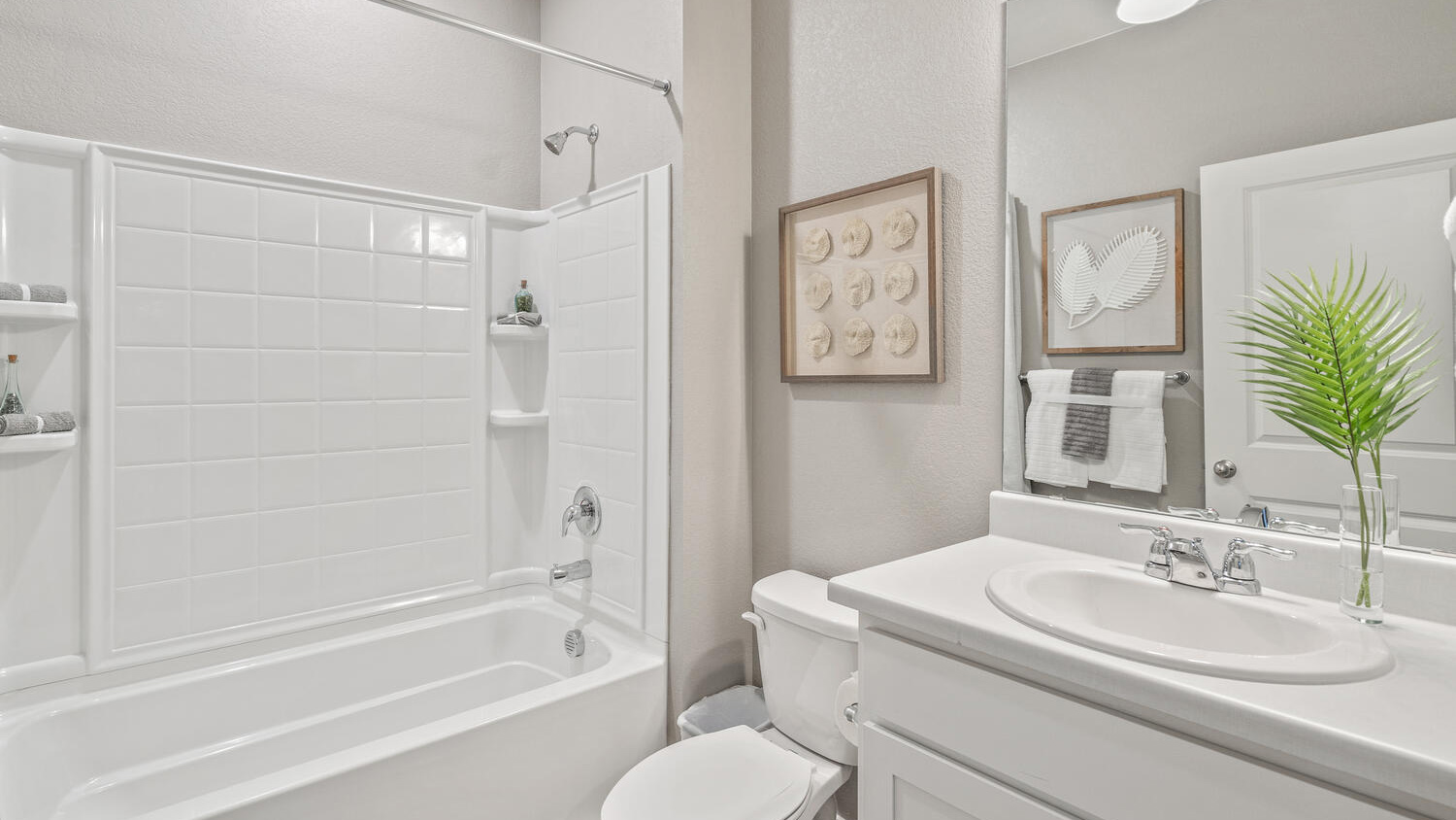 Secondary bathroom in new D.R. Horton home at Settler's Crossing Community