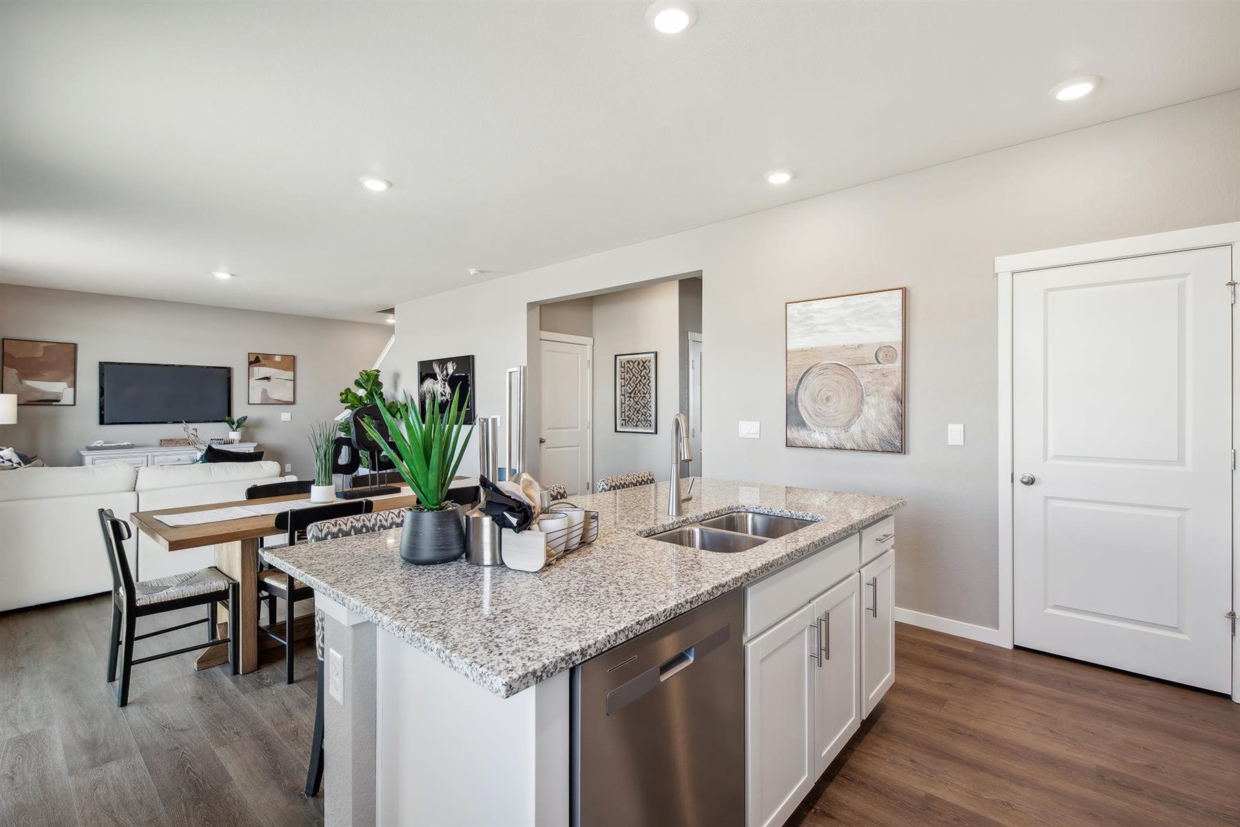 Alternate back view of kitchen island showing convenient built in outlet and spacious countertop