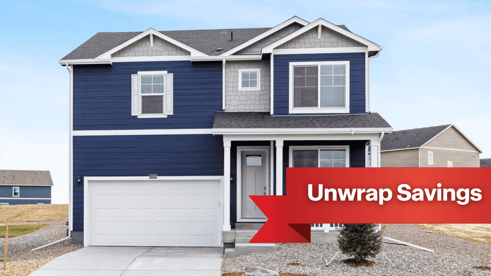 Holcombe floor plan elevation B exterior at Spring Valley Ranch featuring covered porch and two floors