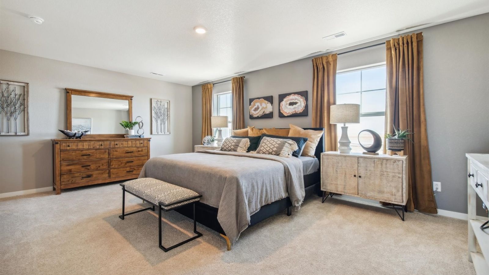 large primary bedroom in new D.R. Horton home in Spring Valley Ranch Denver, CO