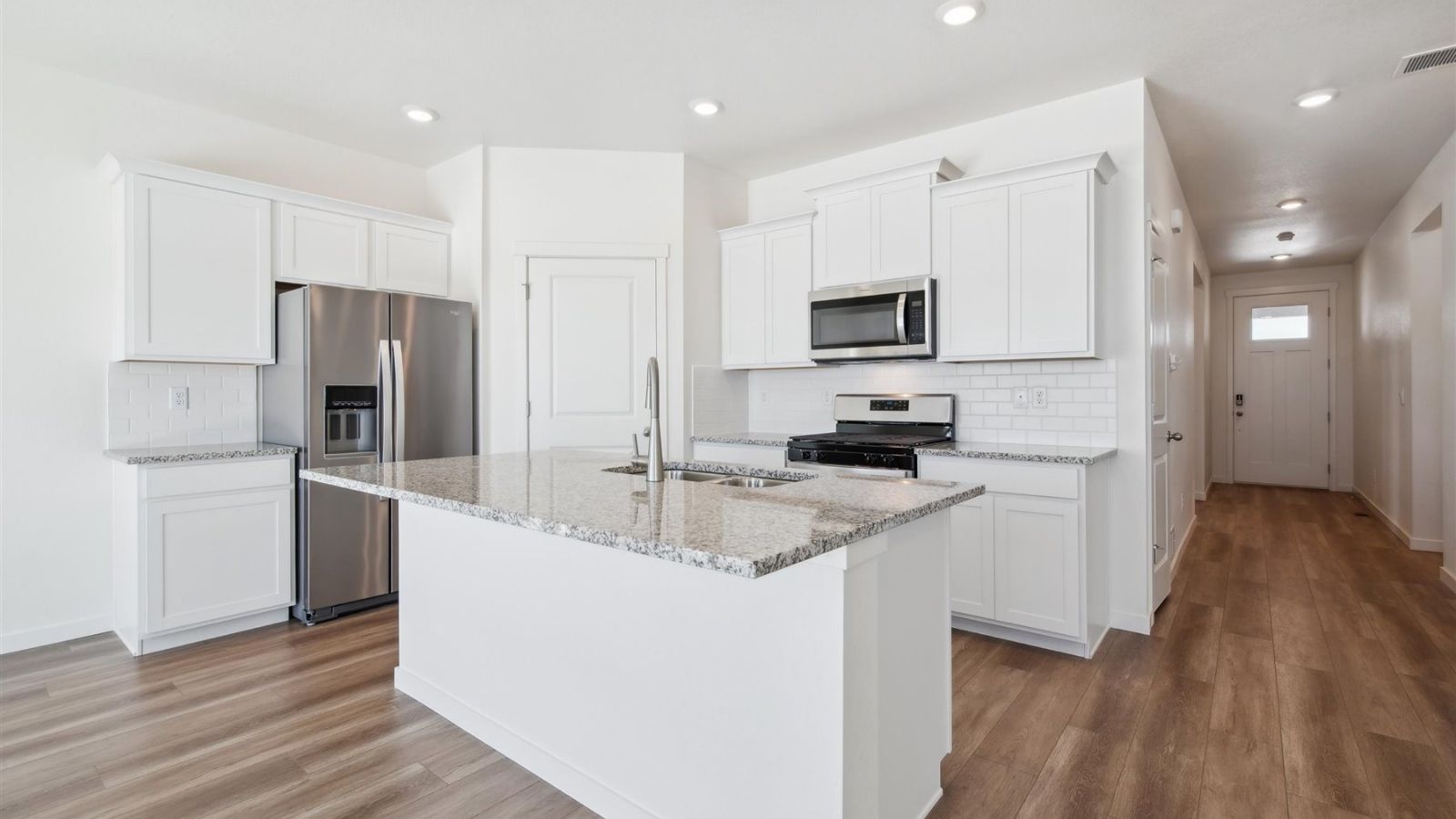 Kitchen with white cabinets