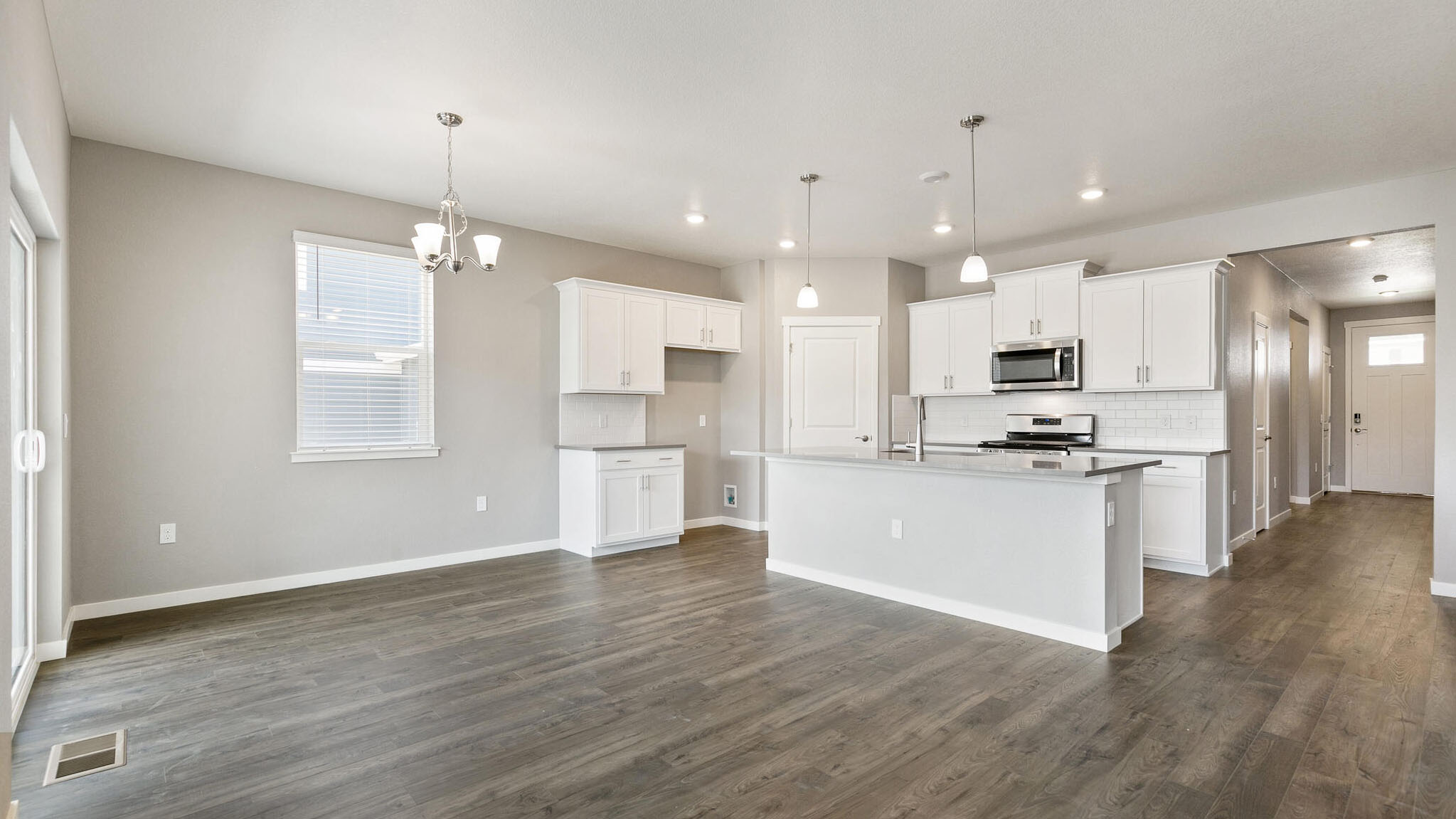 open concept main floor of new construction home elizabeth, co