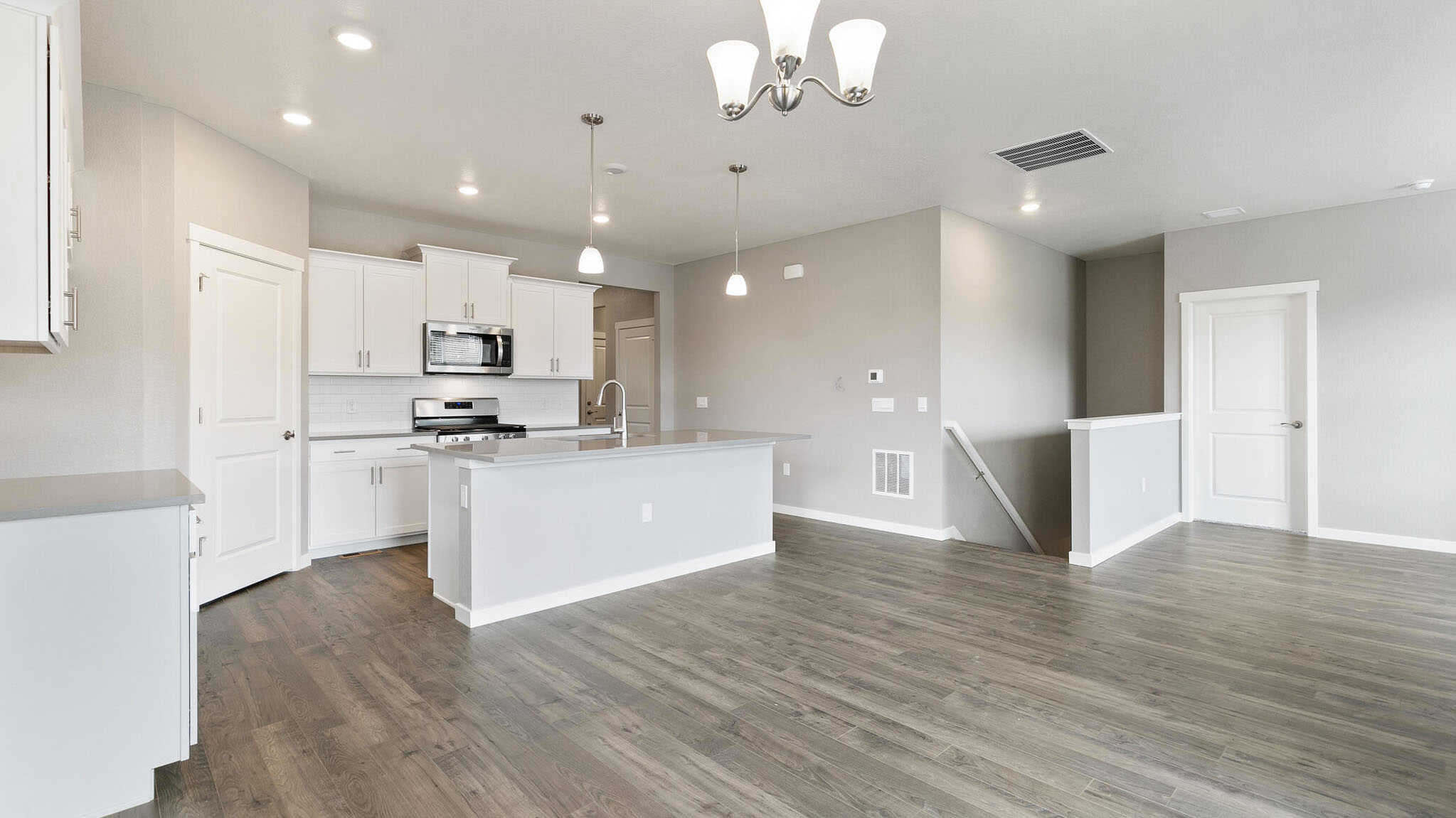 kitchen and living room in ranch home elizabeth, co