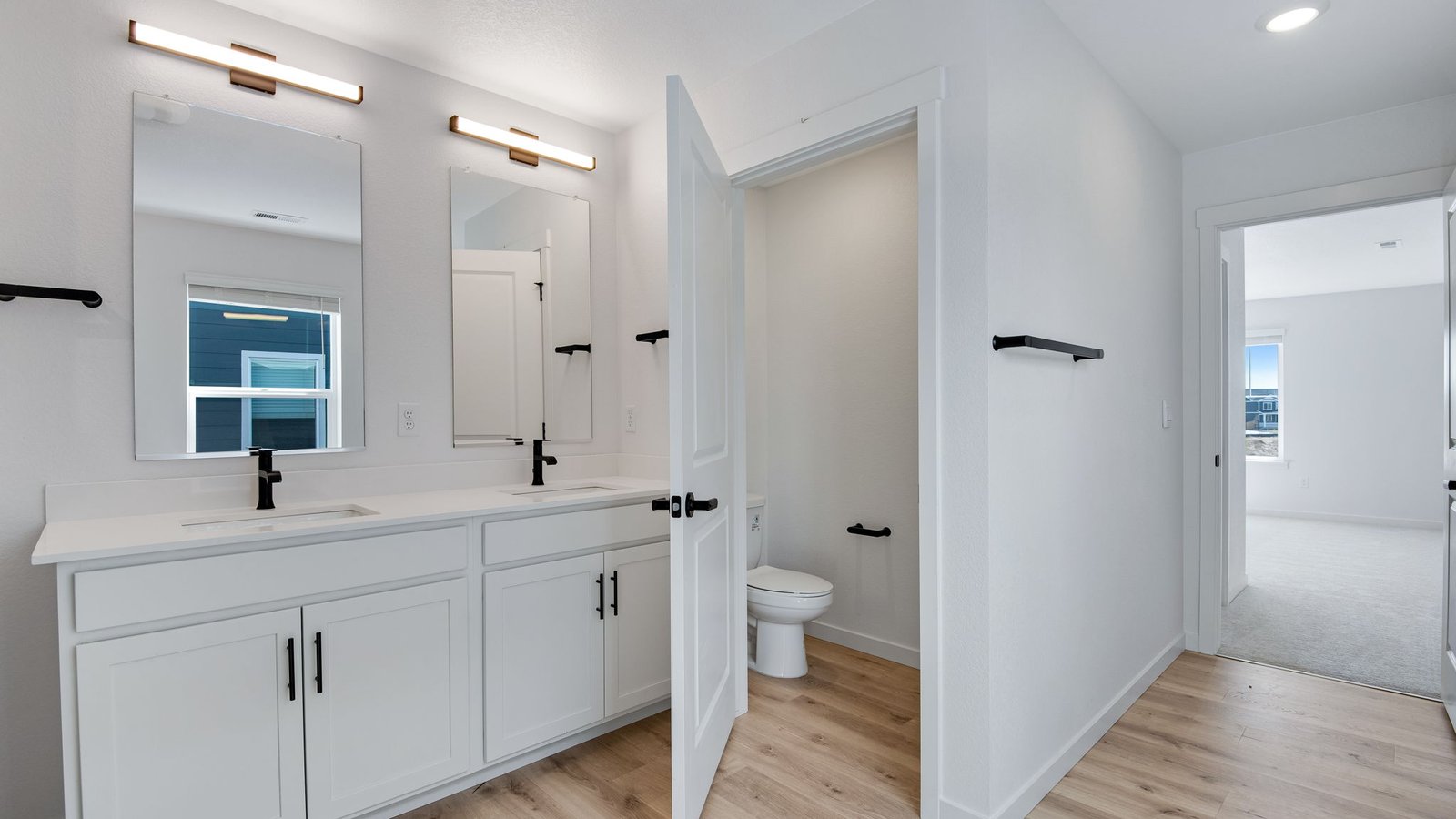 primary bath with private water closet in new construction home elizabeth, co