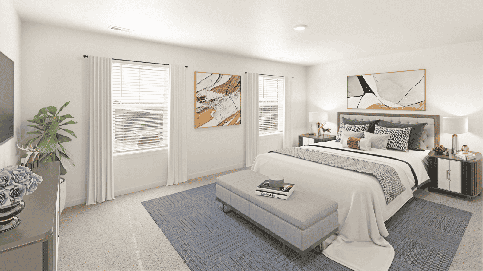 Virtually staged bedroom in new home in Elizabeth, Colorado