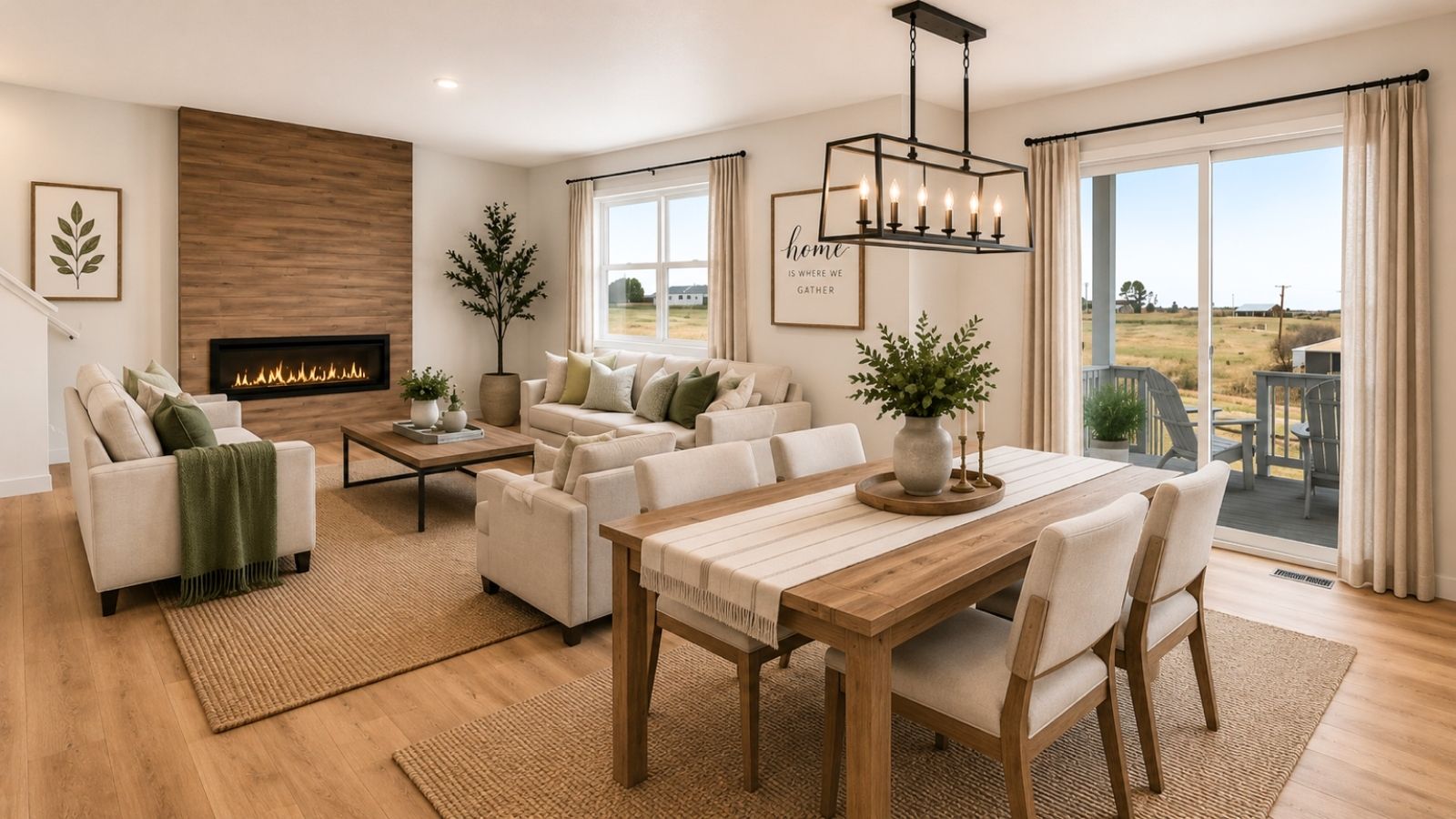 Virtually staged new home with open concept layout