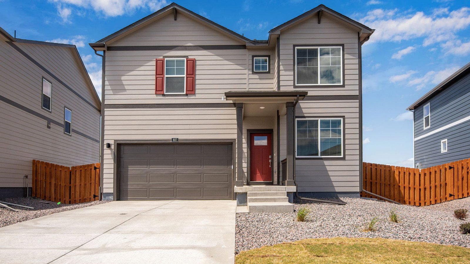 Exterior of new two story home in Elizabeth Colorado