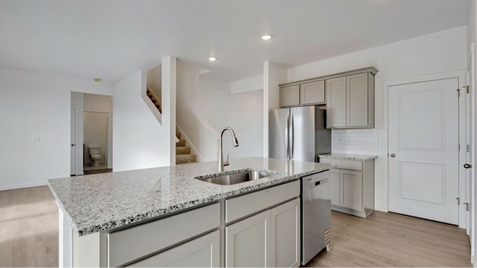 kitchen with island in new home