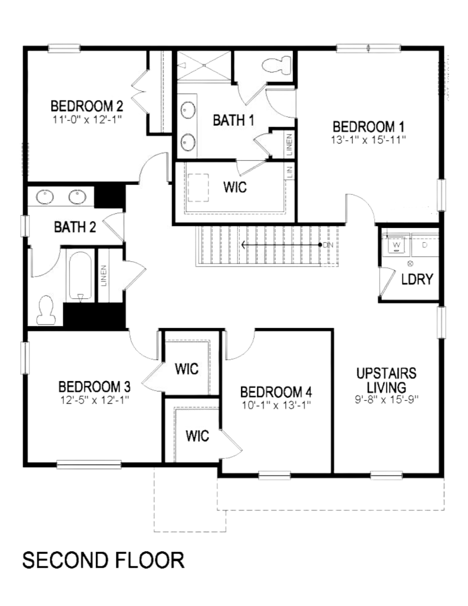 Henley upper level floor plan at Spring Valley Ranch community in Elizabeth, Colorado