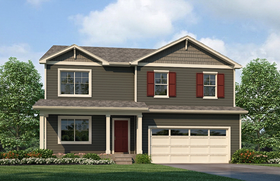 Elevation B from Henley floor plan with extended covered front porch