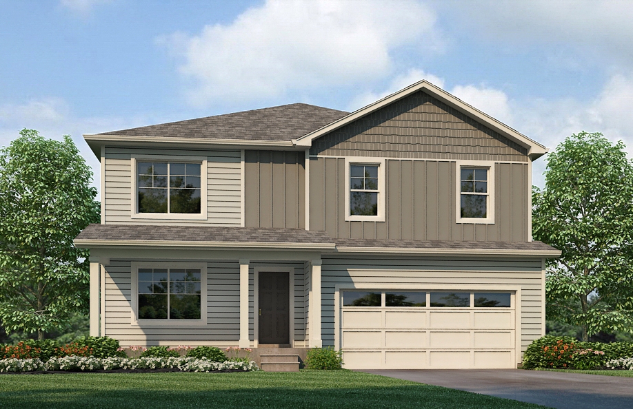 Henley floor plan elevation D with extended covered front porch