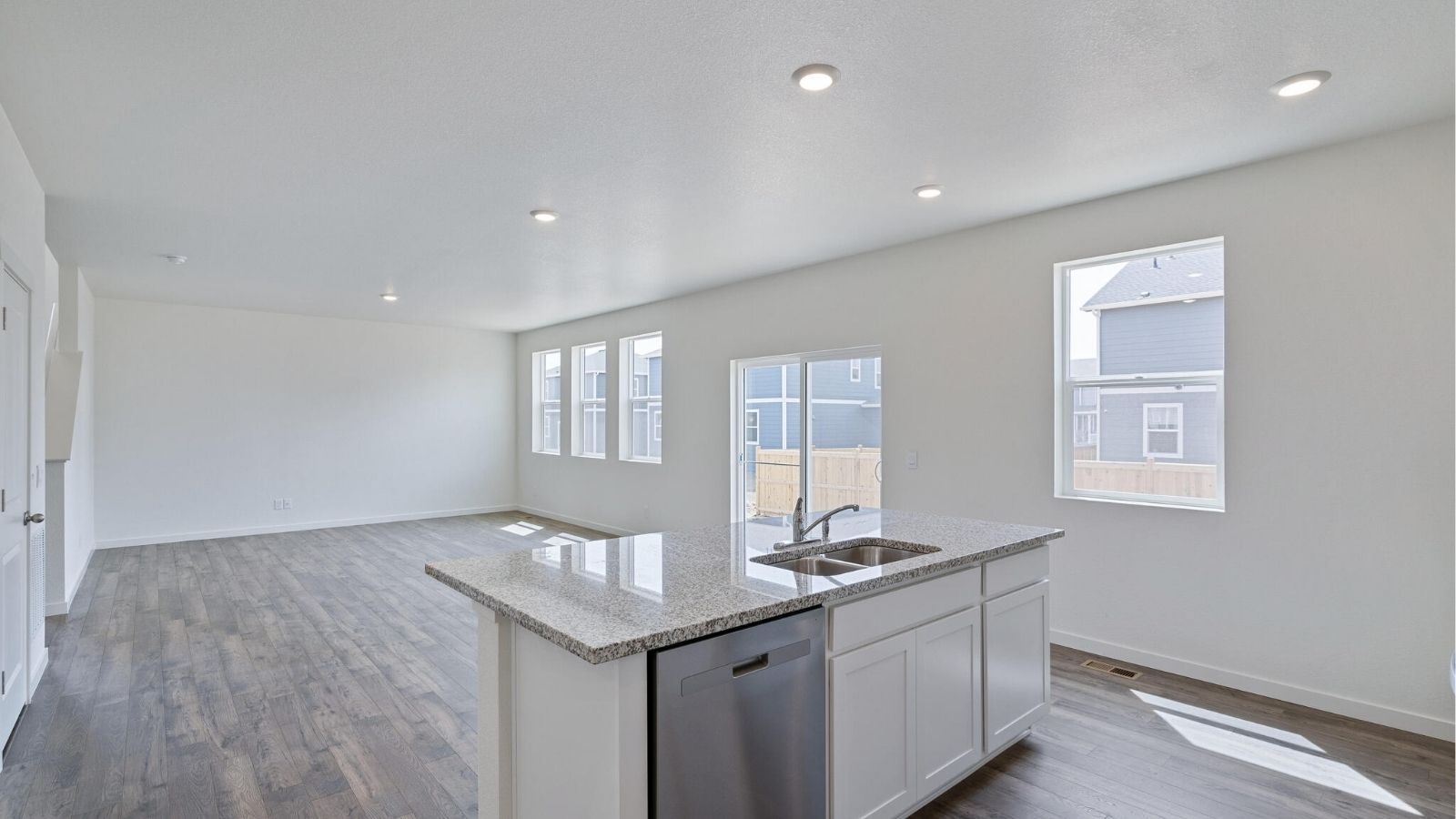 kitchen with island in new home