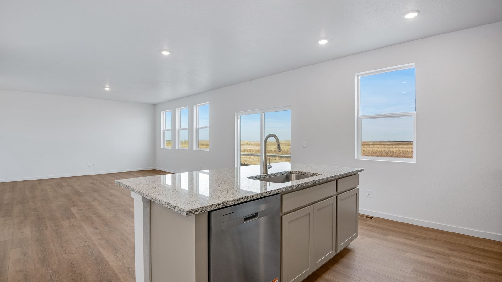Spacious kitchen island perfect for entertaining in new Bridgeport floor plan home in Elizabeth Colorado