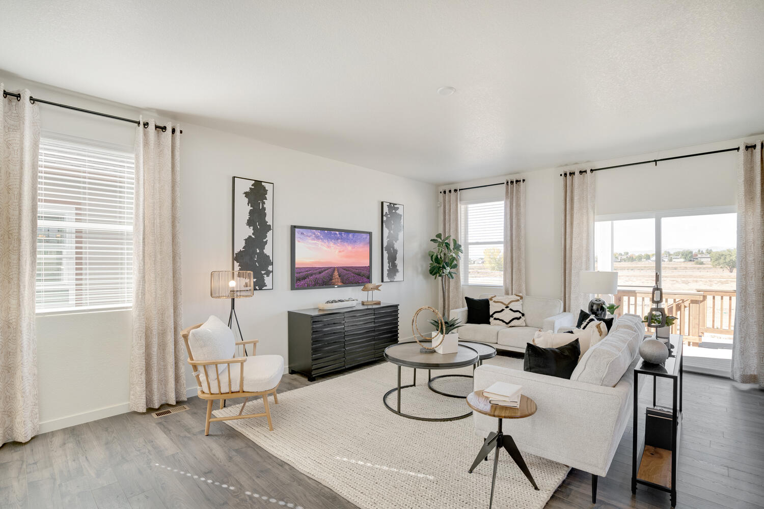 Interior living area with large window