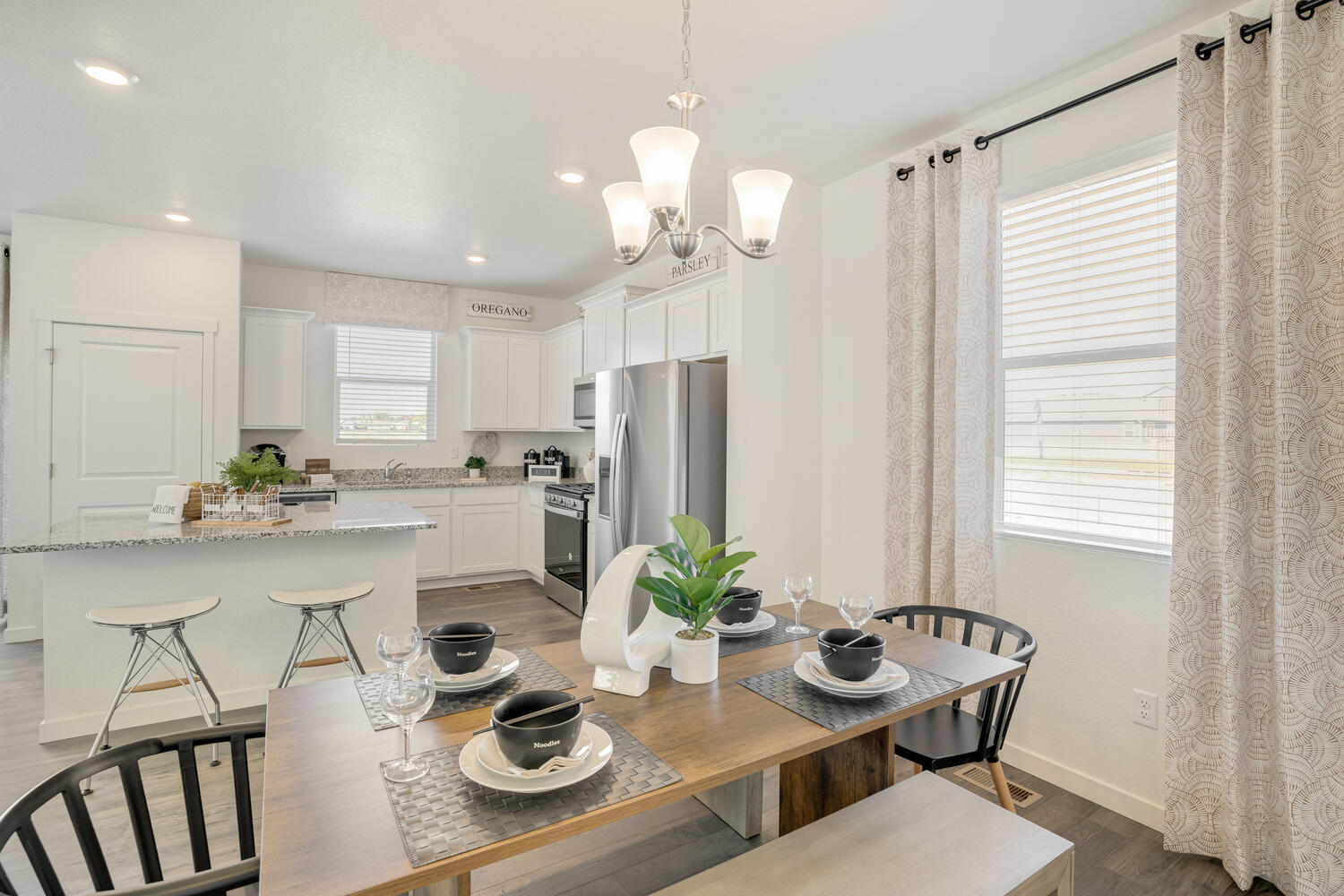 Interior dining area open to living area